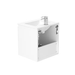 Newland 500mm Double Door Suspended Basin Unit With Ceramic Basin White Gloss