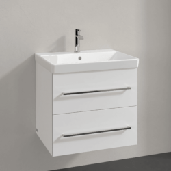 Villeroy & Boch Avento Crystal White 600mm Wall Hung 2-Drawer Washbasin and Vanity Unit SAVE09B401