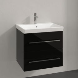 Villeroy & Boch Avento Crystal Black 600mm Wall Hung 2-Drawer Washbasin and Vanity Unit SAVE09B301