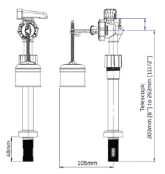Thomas Dudley Hydroflo Telescopic Bottom Inlet Standard Fill Brass Tail 324302