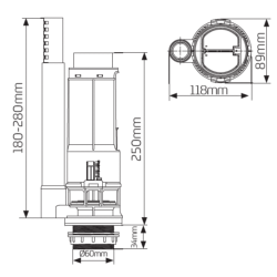Thomas Dudley Victoria 3 in 1 Mechanical Dualflush Outlet Valve 2" Outlet 373328