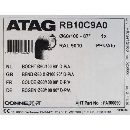 ATAG 87 Degree Flue Bend 60/100mm FA300090