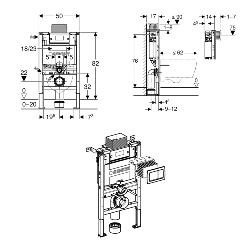 Geberit Alpha 82cmH Frame & Cistern, plus Alpha01 Square Flush Plate 458.034.21.2