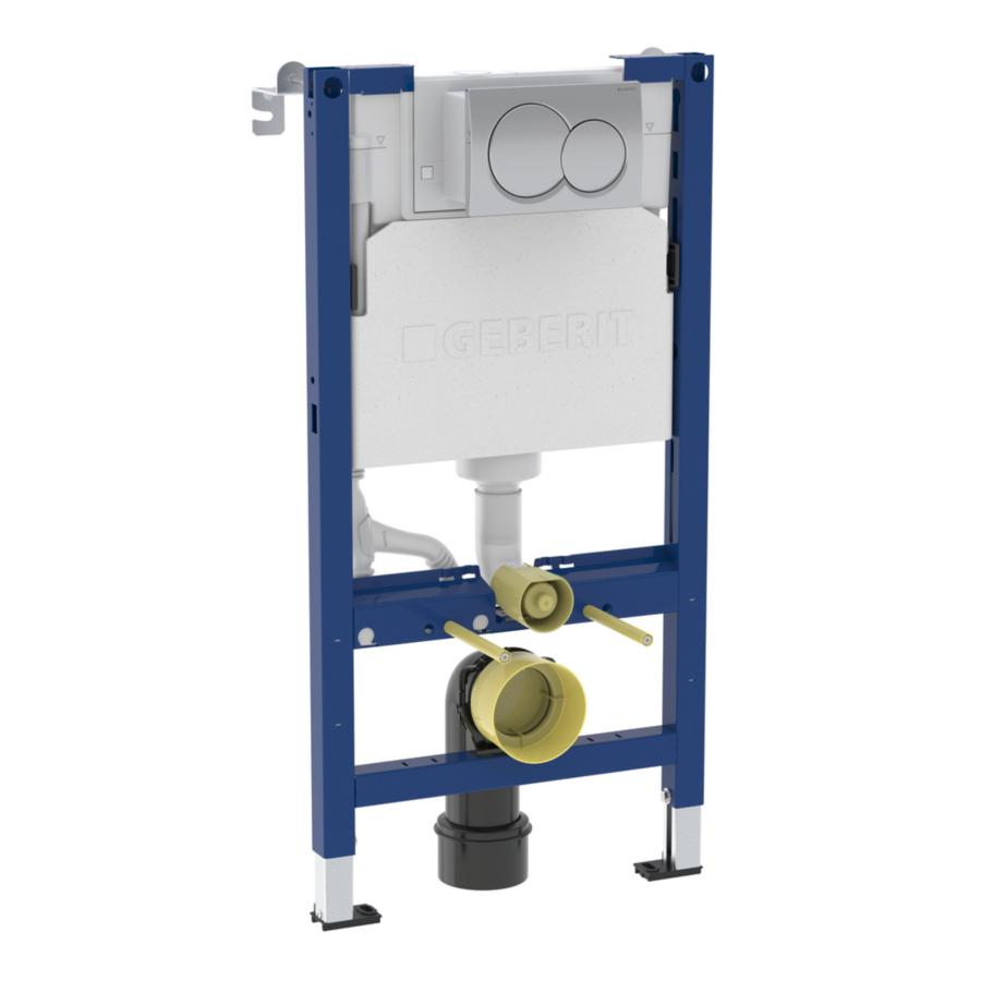 An image of Geberit Alpha 98cmh Frame & Cistern, plus Alpha01 Round Flush Plate 458.038.21.2