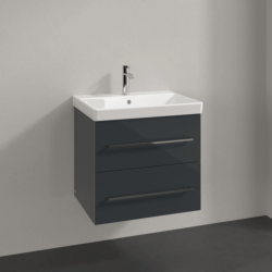 Villeroy & Boch Avento Crystal Grey 600mm Wall Hung 2-Drawer Washbasin and Vanity Unit SAVE09B101