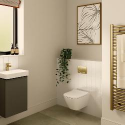 Geberit Alpha01 Round Dual Flush Plate - Brass 115.035.QE.1