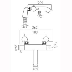 Vado Celsius Exposed Pillar Mounted Thermostatic Bath Shower Mixer without Shower Kit CEL-131T-C/P