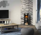 Be Modern FLARE Tunstall Cylinder Electric Stove with Logstore in Matt Black TSS-7