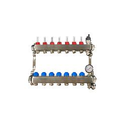 Plumb2u 7 Port Manifold With Pressure Gauge and Auto Air Vent ZL-117507