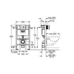 GROHE 38773000 Rapid SL Cosmo 3-in-1 Pack for WC Frame