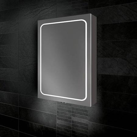 An image of HIB Vapor 50 LED Illuminated Aluminium Mirror Cabinet 51400