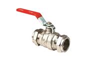 Inta 15mm Full Bore Compression Ball Valve Red Lever Handle LBV209315R