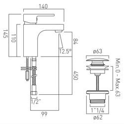 Vado Life Mono Basin Mixer with Clic-Clac Waste LIF-100/CC-C/P