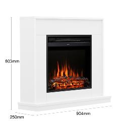 Bemodern Salehurst 38" Timber Electric Fireplace Ash White SALEH-AW-22ROD