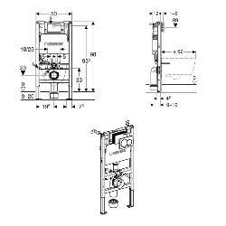 Geberit Alpha 98cmH Frame & Cistern, plus Alpha01 Round Flush Plate 458.038.21.2