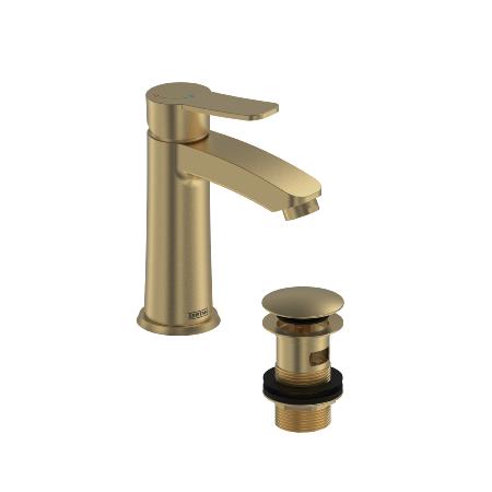 An image of Bristan Appeal Eco Start Basin Mixer with Clicker Waste Brushed Brass APL ES BAS...