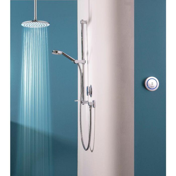 Aqualisa Quartz Digital shower with adjustable and fixed ceiling shower