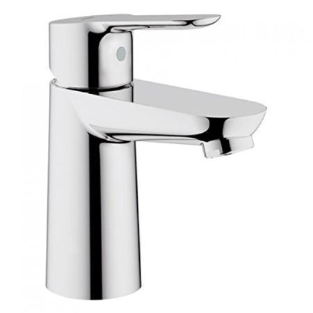 An image of GROHE BauEdge Single Lever Mono Basin Mixer Tap 23330000 Chrome with Flexi Hoses