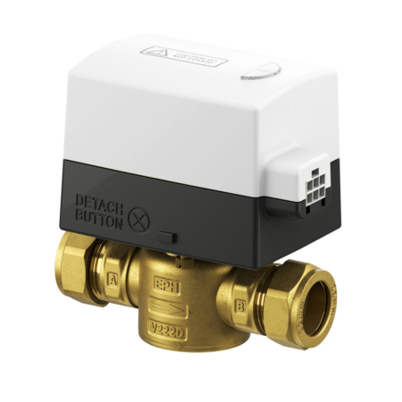 EPH Controls 2 Port Compression Motorised Valve With Detachable Actuator 22mm V222P
