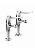 Bristan Lever Chrome High Neck Pillar Taps with 6" Levers and Ceramic Disc Valves VAL2 HNK C 6 CD