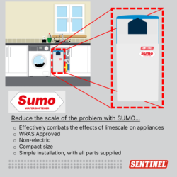 Sentinel Sumo Non-Electric Water Softener with 22mm Hose