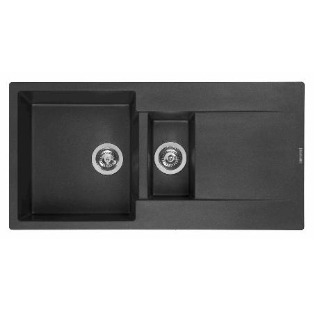 Reginox Amsterdam 15 Black Silvery Granite - 1.5 Bowl Kitchen Sink with Waste Included