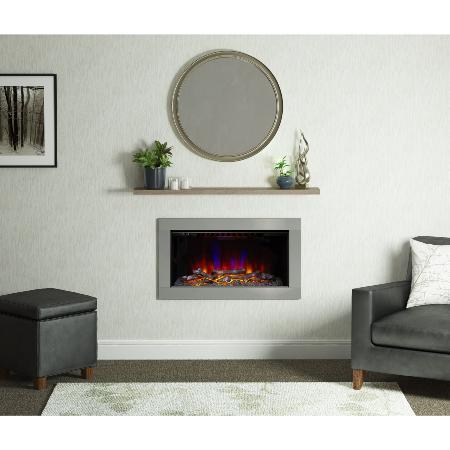Be Modern Avella Inset Wall Mounted Fire in Brushed Steel Finish 183083