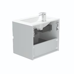 Newland 600mm Double Drawer Suspended Basin Unit With Ceramic Basin Pearl Grey
