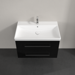 Villeroy & Boch Avento Crystal Black 800mm Wall Hung 2-Drawer Washbasin and Vanity Unit SAVE05B301