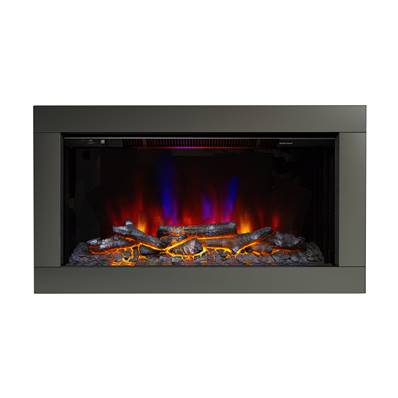 Be Modern FLARE Avella 34" Wall Mounted Inset Electric Fire with 4-Sided Black Nickel Trim 22306