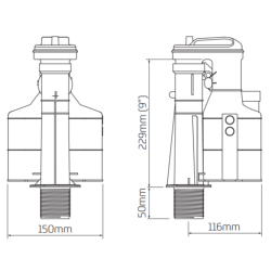 Thomas Dudley S1-11 two Part 9 inch Turbo Lever Flush Syphon 318743