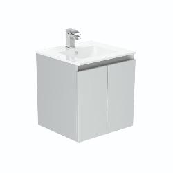 Newland 500mm Double Door Suspended Basin Unit With Ceramic Basin Pearl Grey