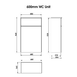 Newland 600mm WC Unit Including Worktop (No Cistern) White Gloss