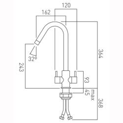 Vado Sky Mono Kitchen Mixer Deck Mounted with Swivel Spout CUC-1060-C/P