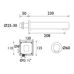 Bristan Infrared Automatic Basin Wall Spout IRWS1-CP