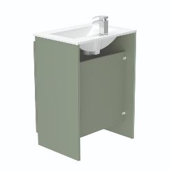Newland 600mm Floorstanding Double Door Basin Unit With Ceramic Basin Sage Green