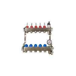 RadiantHeat PRO 5 Port Manifold With Pressure Gauge and Auto Air Vent ZL-117505