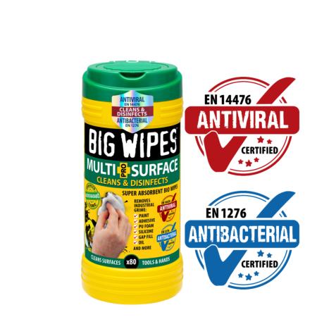 Big Wipes Antiviral Multi-Surface Pro+ (Green Top) 80 Wipes 24400000