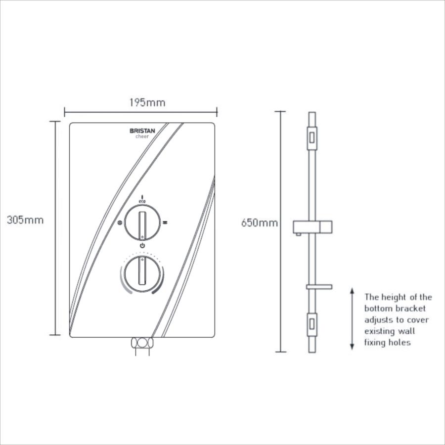 Bristan Cheer Electric Shower White 8.5KW / 9.5KW