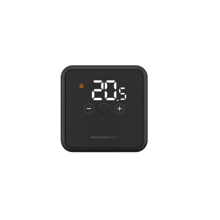 An image of Honeywell Home DT4M Black Hard Wired Thermostat (Opentherm Smart Power) DT41SPMB...