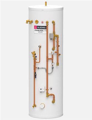 Gledhill Stainless Lite Plus Unvented Heat Pump DUO Pre-Plumbed 300L Hot Water Cylinder
