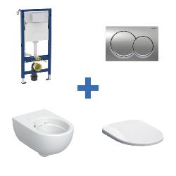 Geberit Wall-Hung 4-in-1 Frame, Flush Plate, Selnova Rimless Pan & Soft Close Seat Pack 118.362.21.2