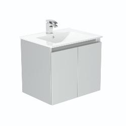 Newland 600mm Double Door Suspended Basin Unit With Ceramic Basin Pearl Grey