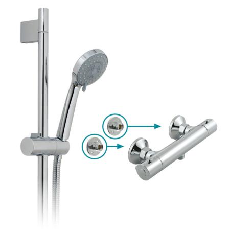 Vado Celsius Exposed Thermostatic Shower Set +Eris 3 Function Slide Rail PRIMABOX4/B-MF-C/P
