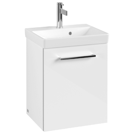 An image of Villeroy & Boch Avento Crystal White 450mm Wall Hung 1 Door Washbasin and Vanity...