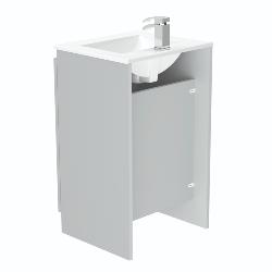 Newland 500mm Floorstanding Double Door Basin Unit With Ceramic Basin Pearl Grey