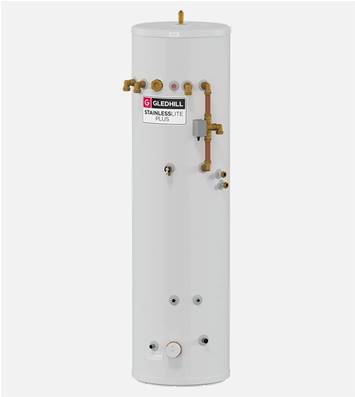 Gledhill Stainless Lite Plus Unvented Heat Pump DUO 200L Hot Water Cylinder PLUHP200DUO