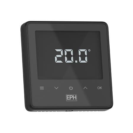 EPH Mains Powered Recessed RF Touch Thermostat Black RDT-RF-TB