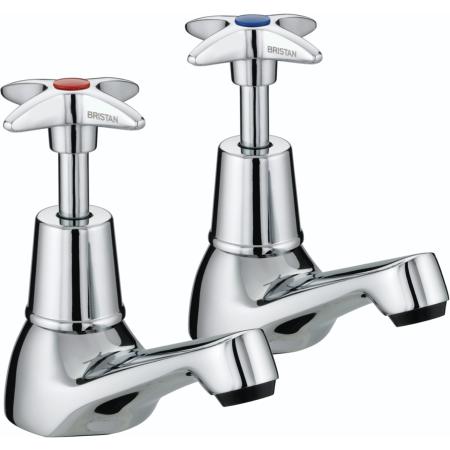 An image of Bristan Chrome Plated Cross Top Basin Taps VAX 1/2 C