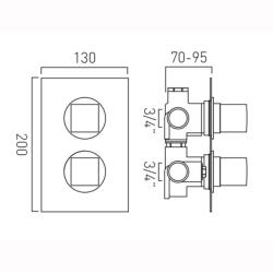 Vado MIX 2 Outlet Thermostatic Shower Valve MIX-148D/2-C/P